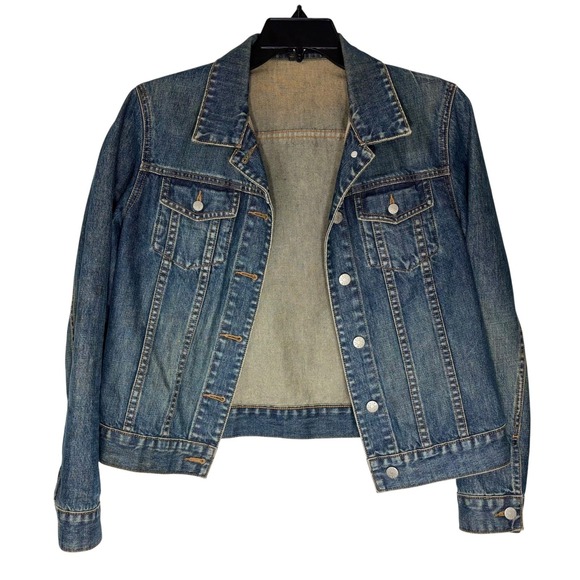 J. Crew Denim Jacket Women's Medium Blue Jean Trucker Jacket Casual Coat Size M - Picture 1 of 5